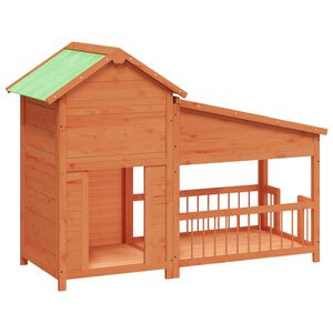 vidaXL Кучешка колиба, кафява, 143x60,5x109 см, бор масив