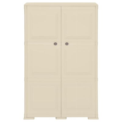 vidaXL Пластмасов шкаф, 79x43x125 см, дървен дизайн, ангорско бяло