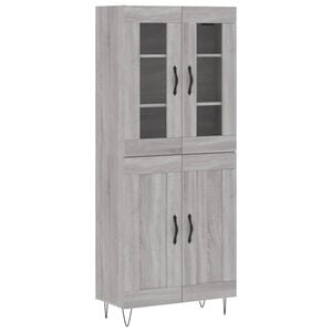 vidaXL Висок шкаф, сив сонома, 69,5x34x180 см, инженерно дърво