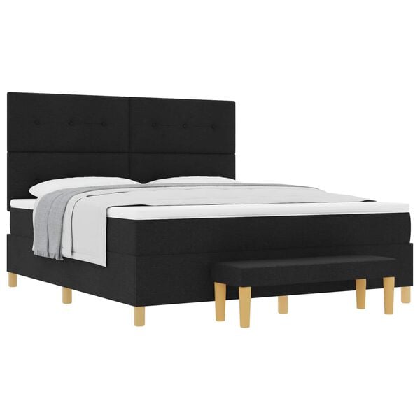 vidaXL Легло с пружинирана основа с матрак Черно 180 x 200 cm текстил