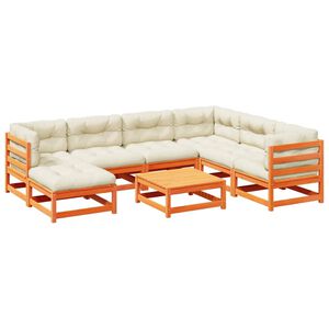 vidaXL Градински комплект диван с възглавници, 8 части, восъчнокафяв