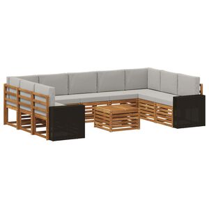 vidaXL Комплекти дивани с възглавница 10 pcs Натурално и светлосиво