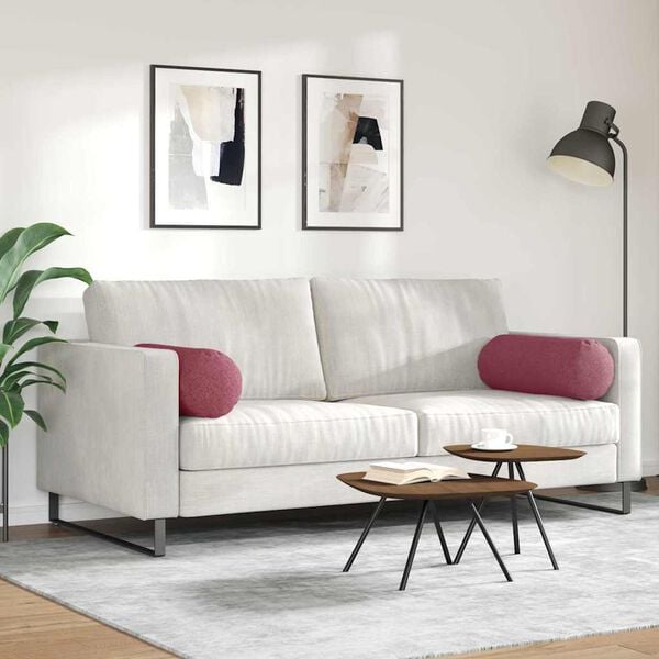 vidaXL Възглавници валяци 2 pcs Виненочервен &Oslash; 25 x 70 см текстил