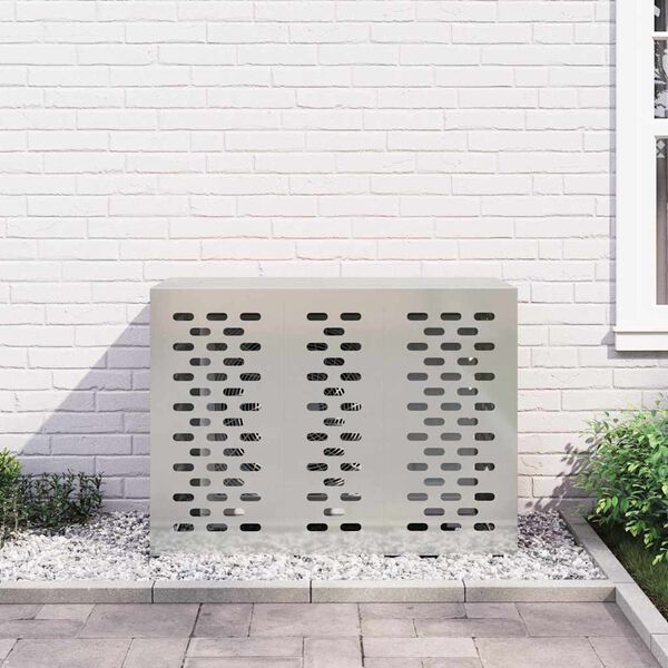 vidaXL Покритие за климатик Сребрист 110 x 50 x 80 cm