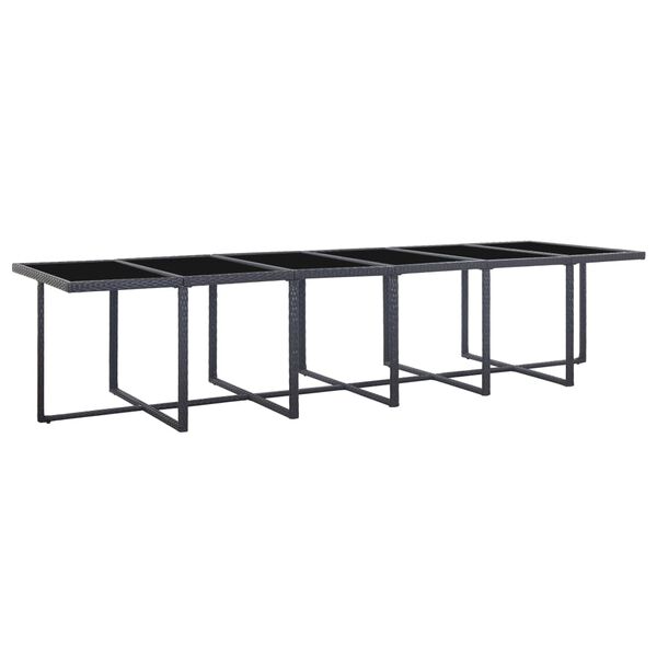 vidaXL Градински комплект с възглавници, 17 части, полиратан, черен