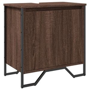 vidaXL Шкаф за мивка за баня, кафяв дъб, 60x35x60 см, инженерно дърво