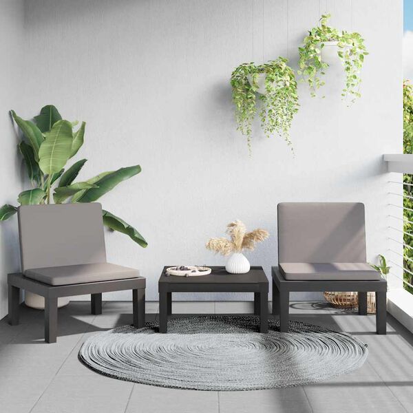 vidaXL Шезлонг с възглавници, антрацит, PP