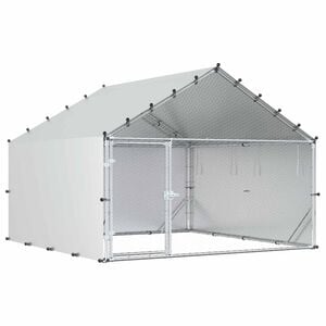 vidaXL Кокошарник с покрив Сребристо 200 x 200 x 150 cm