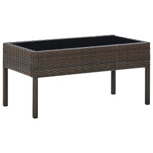 vidaXL Градинска маса, кафява, 75x40x37 см, полиратан