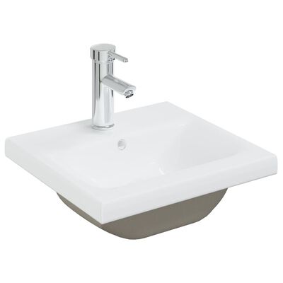 vidaXL Шкаф за баня с вградена мивка, бяло и дъб сонома, ПДЧ