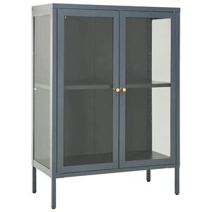vidaXL Бюфет, антрацит, 75x35x105 см, стомана и стъкло