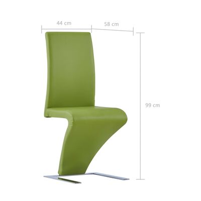 vidaXL Трапезни столове, зигзагообразни, 6 бр, зелени, изкуствена кожа