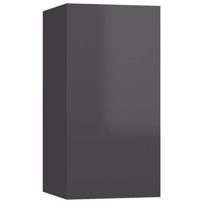 vidaXL Комплект ТВ шкафове от 8 части, сив гланц, ПДЧ