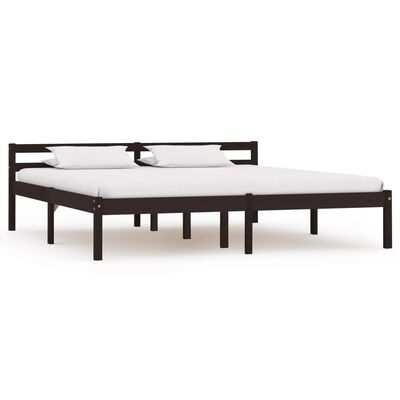 vidaXL Рамка за легло, тъмнокафява, бор масив, 160х200 см