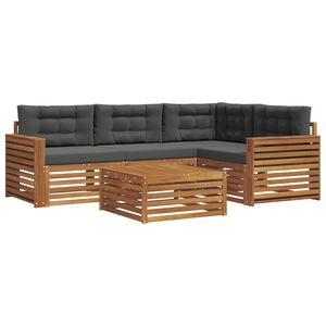 vidaXL Комплект дивани за открито 5 pcs Натурален и Антрацит