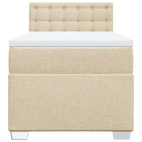 vidaXL Боксспринг легло с матрак, кремава, 80x200 см, плат