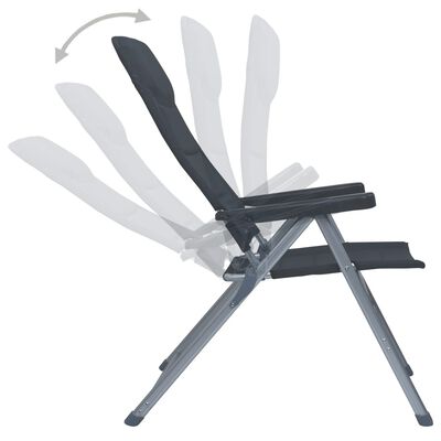 vidaXL Регулируеми градински столове, 2 бр, алуминий, черни