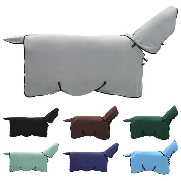 vidaXL Конско одеяло Пълно светло сиво и розово Полиестер