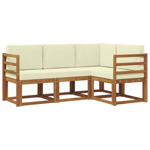 vidaXL Комплект дивани за открито 4 pcs Натурален и Крема