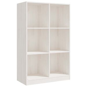 vidaXL Библиотека, бяла, 70x33x110 см, борово дърво масив