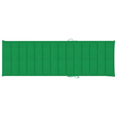 vidaXL Шезлонг със зелена възглавница, импрегнирана борова дървесина