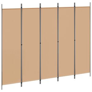 vidaXL 5-панелна преграда Бежово 250 x 200 cm Текстил