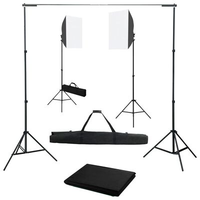 vidaXL Фотографски комплект за студио със софтбокс светлини и фон