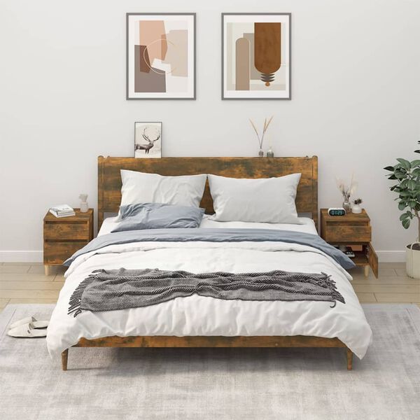 vidaXL Нощни шкафчета 2 бр опушен дъб 40x35x50 см