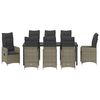 vidaXL Комплект за хранене в градината 9 pcs Сив полиратан