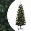 vidaXL Изкуствена коледна елха с топки 120 см 150 LED светодиода