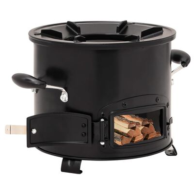 vidaXL Къмпинг печка на дърва, черна, 36x26x22,5 см, метал