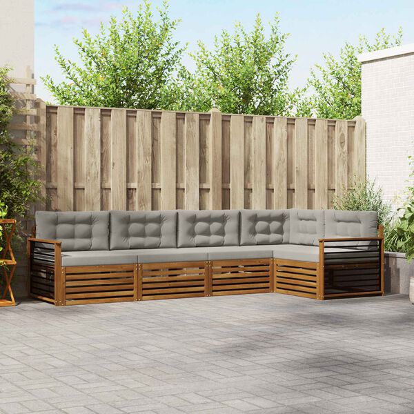 vidaXL Комплект дивани за открито 5 pcs Естествено и светло сиво