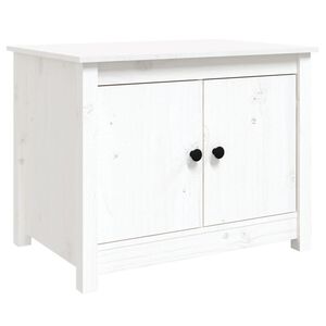 vidaXL Кафе маса, бяла, 71x49x55 см, борово дърво масив