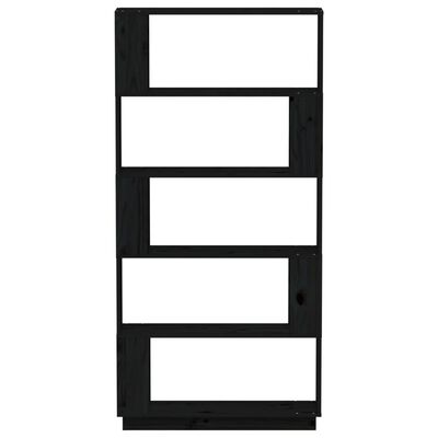 vidaXL Библиотека/разделител за стая, черна, 80x25x163,5 см, бор масив