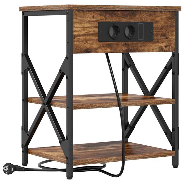 vidaXL Нощен шкаф с рафт Димян дъб 41 x 31 x 51 см Инженерно дърво