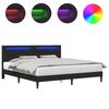 vidaXL Рамка за легло с LED ленти Черно 180 x 200 cm Изкуствена