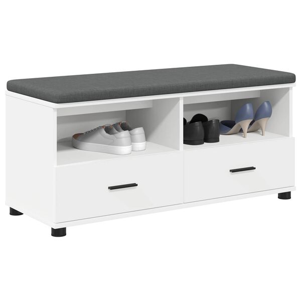 vidaXL Пейка за коридор Бяло 100 x 38 x 46 см ПДЧ и тапицерийна тъкан