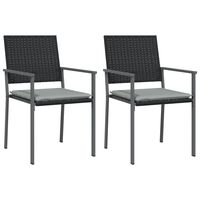 vidaXL Градински стол с възглавници 2 бр черни 54x62,5x89 см полиратан