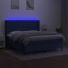 vidaXL Боксспринг легло с матрак и LED, синьо, 180x200 см, плат