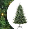 vidaXL Изкуствена светена коледна елха с комплект топки Зелено 180 cm