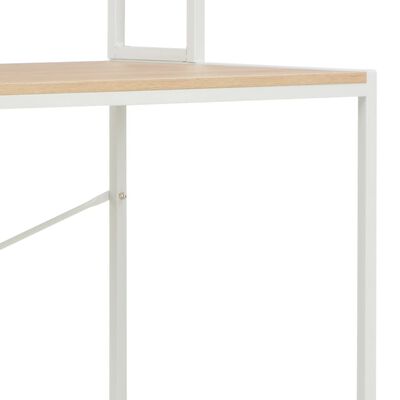 vidaXL Компютърно бюро, бяло и дъбов цвят, 120x60x138 см