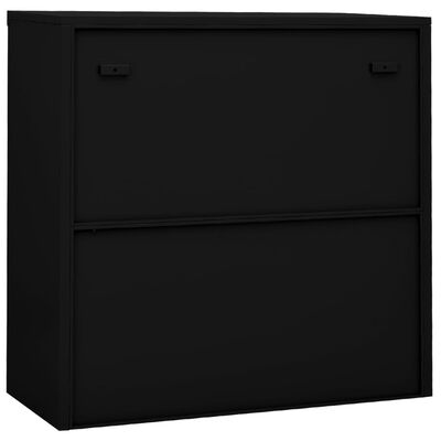 vidaXL Офис шкаф с плъзгаща се врата, черен, 90x40x90 см, стомана