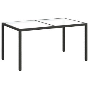 vidaXL Градинска маса 150x90x75 см закалено стъкло и полиратан черна