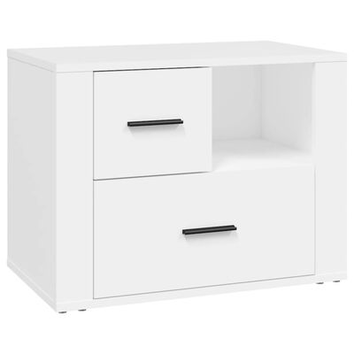 vidaXL Нощно шкафче, бяло, 60x36x45 см, инженерно дърво
