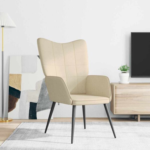 vidaXL Релаксиращ стол, кремав, плат