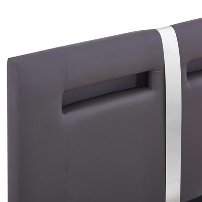 vidaXL Рамка за легло с LED, сива, изкуствена кожа, 90x200 cм