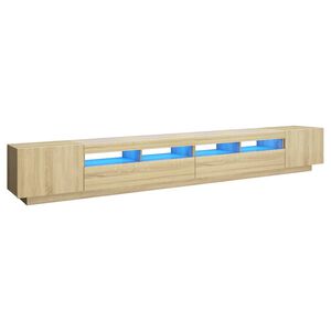 vidaXL ТВ шкаф с LED осветление, дъб сонома, 300x35x40 см