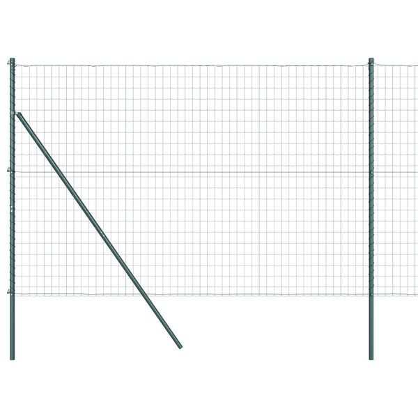 vidaXL Оградa с колчета Зелен 1.5 x 10 m Стомана