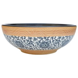 vidaXL Мивка за плот, многоцветна, кръгла, &Phi;41x14 см, керамика
