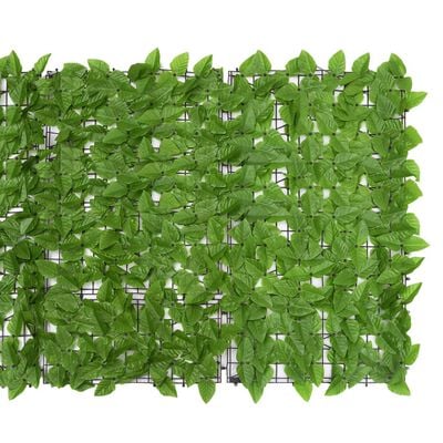 vidaXL Балконски параван със зелени листа, 400x100 см